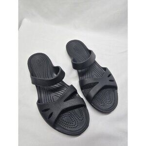 CROCS Kelli Iconic Strappy Slide On Sandals  Women's Size 6 Black